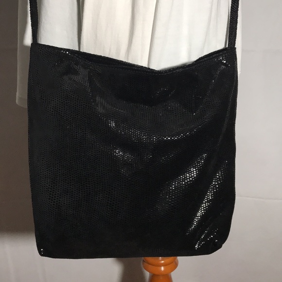 Kelli Diane Designs Black Metallic Suede Leather Crossbody Purse Bag - Picture 2 of 11